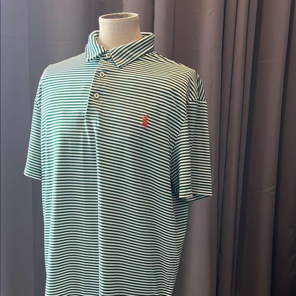 Striped Polo Shirt - Green and White